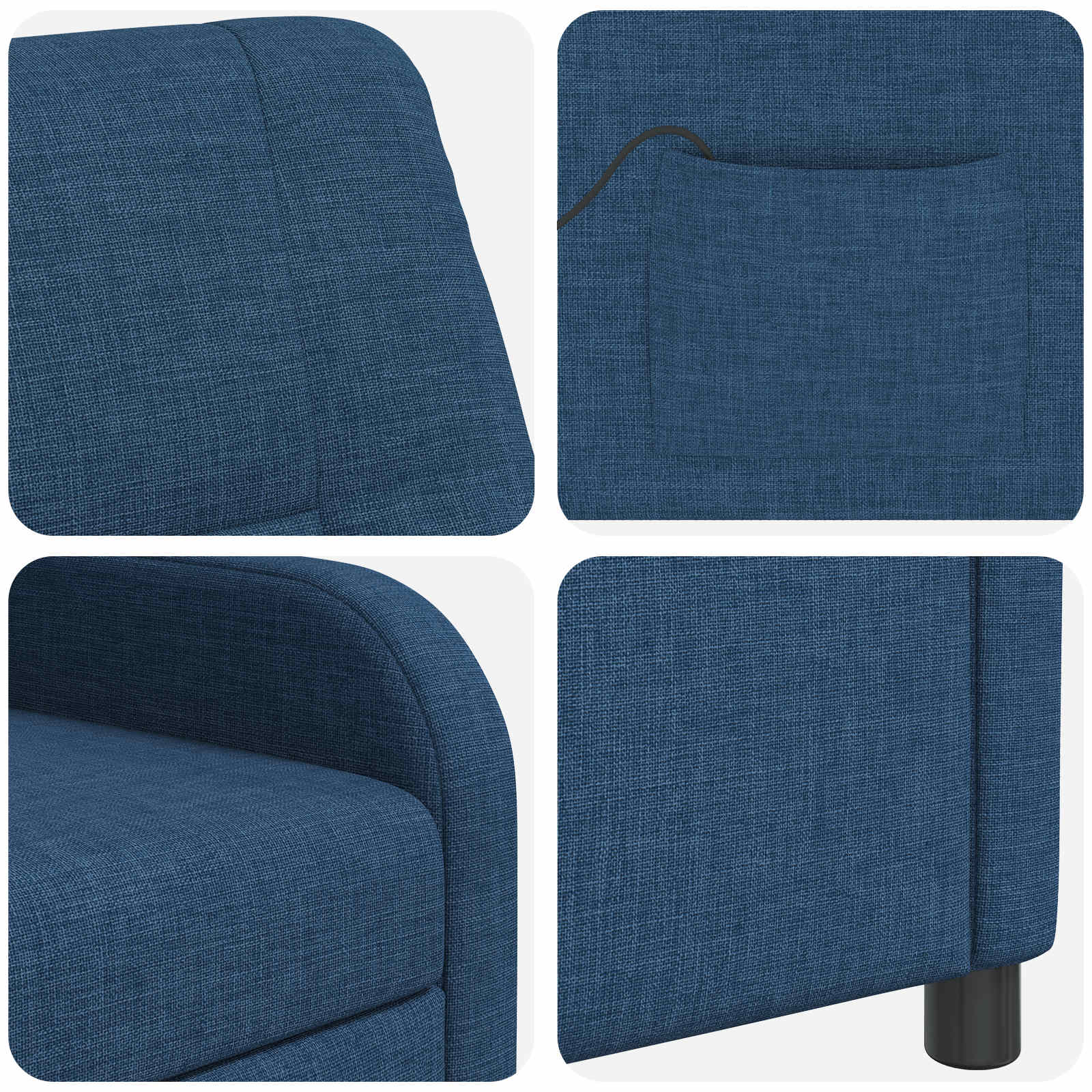 vidaXL Fotel masujący niebieski tkanina