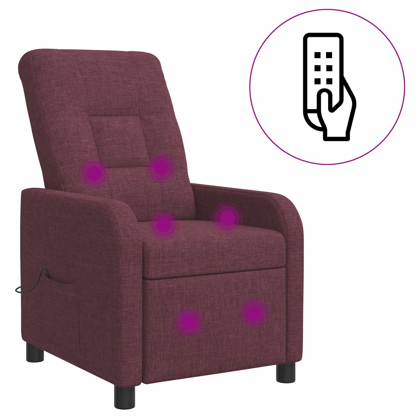 vidaXL Fotel masujący Fioletowy tkanina