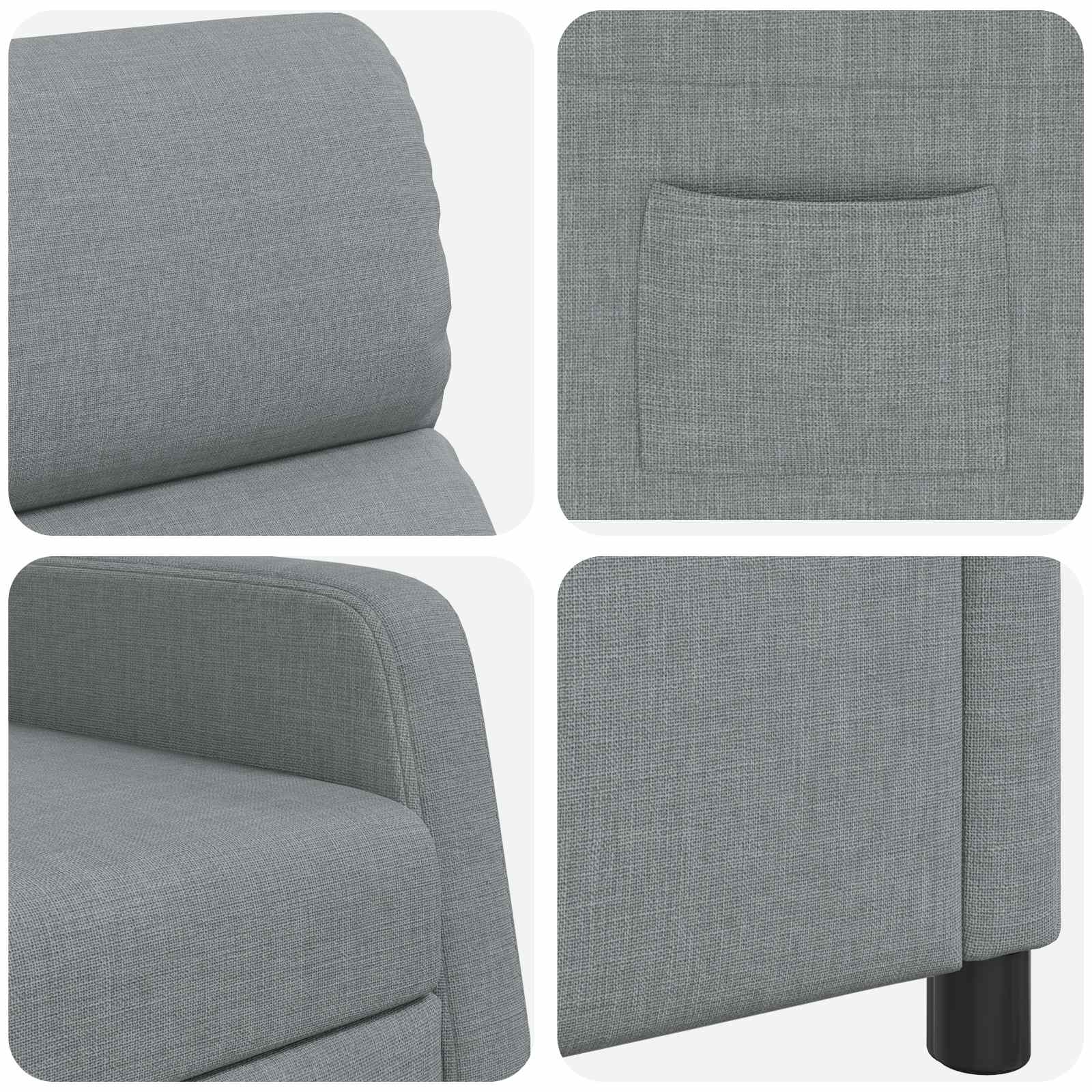 vidaXL Fotel recliner jasnoszary tkanina
