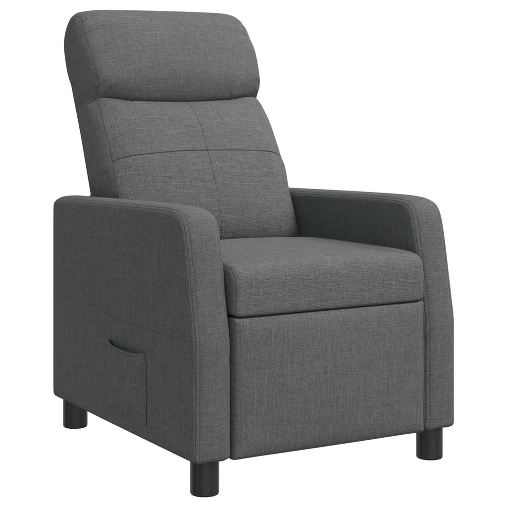 vidaXL Fotel recliner ciemnoszary tkanina