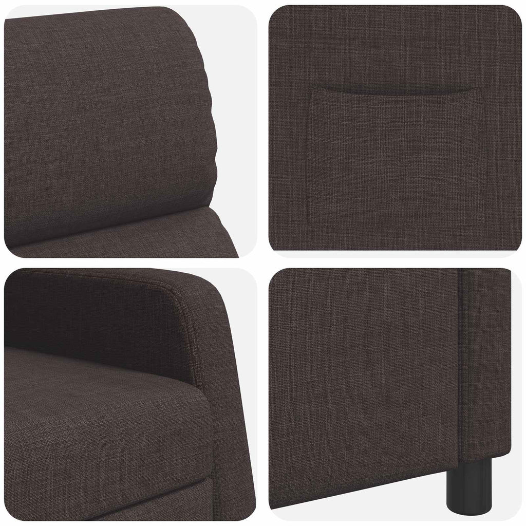 vidaXL Fotel recliner Ciemny brąz tkanina