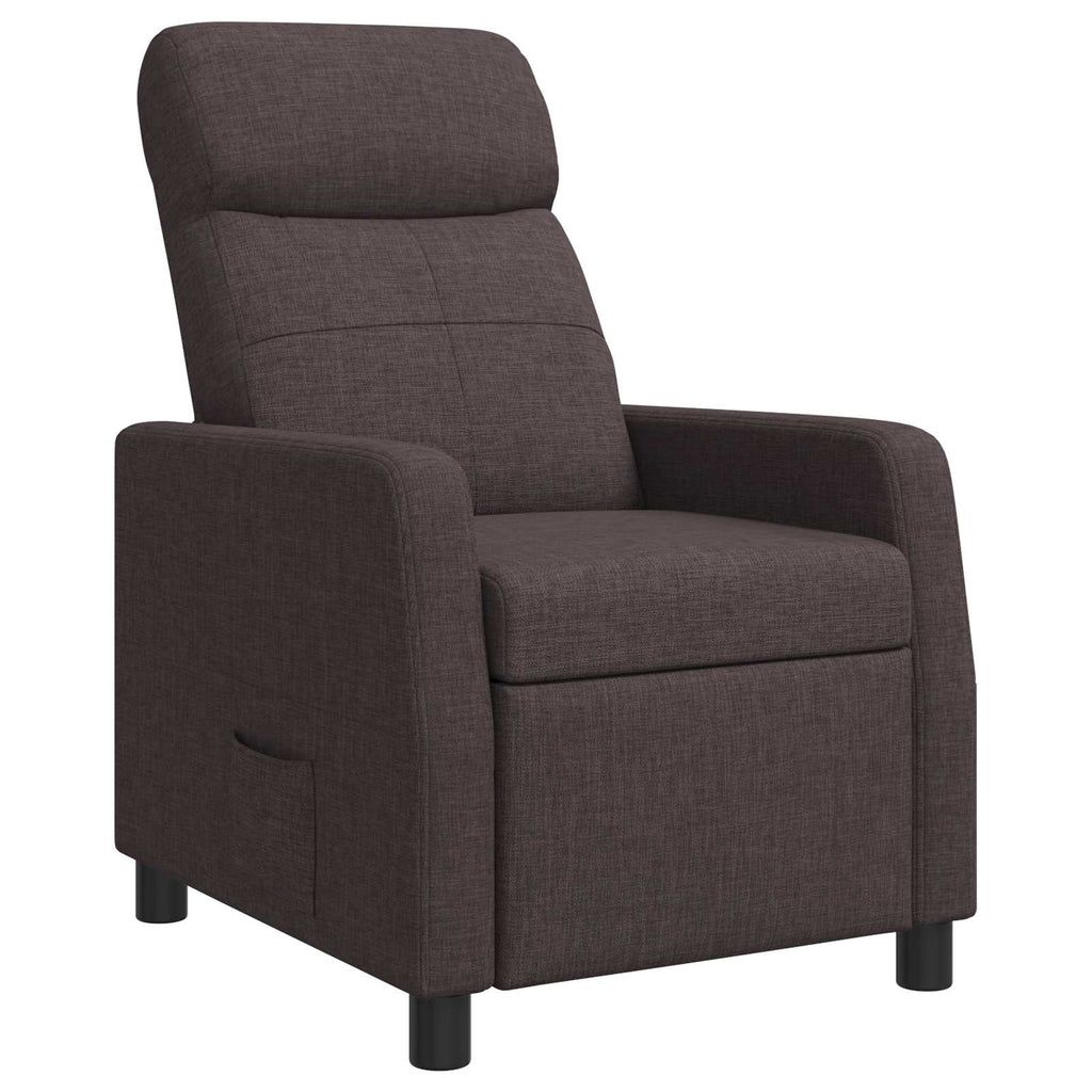 vidaXL Fotel recliner Ciemny brąz tkanina