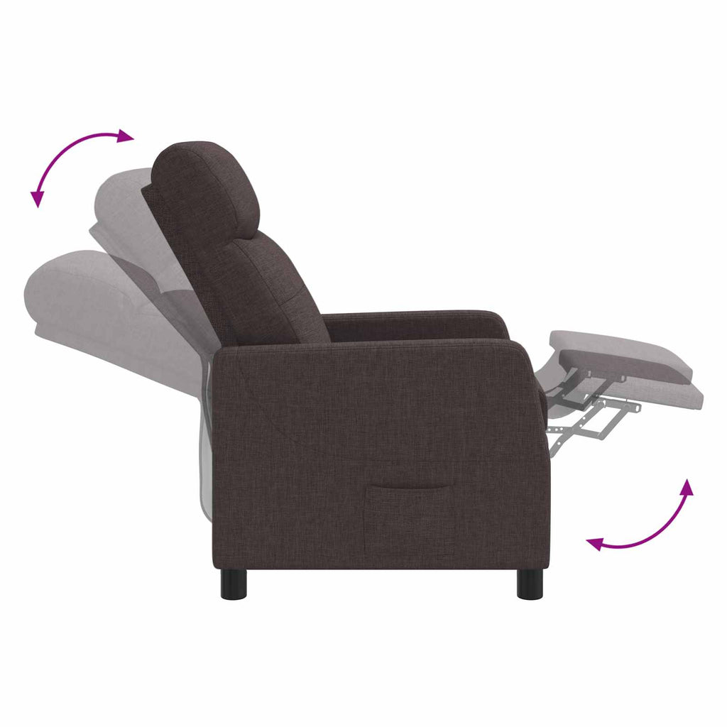 vidaXL Fotel recliner Ciemny brąz tkanina