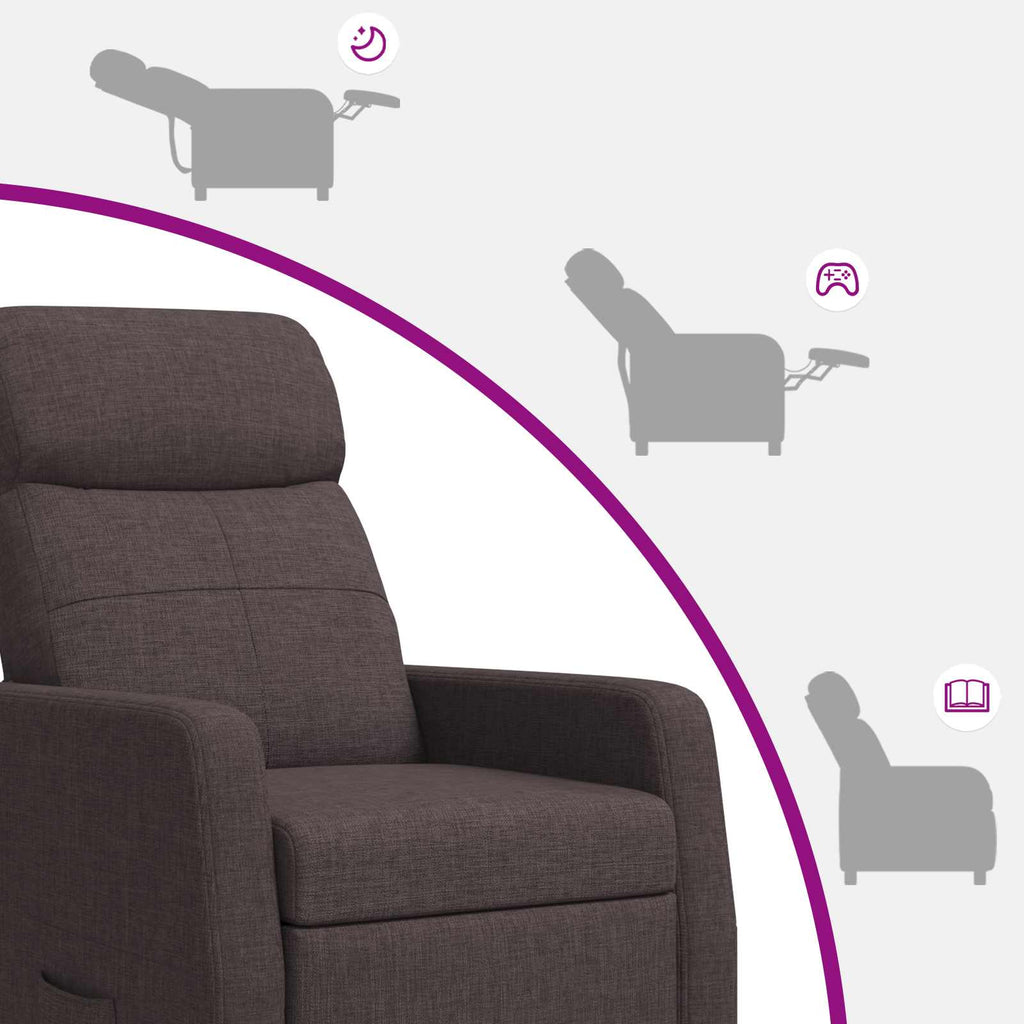 vidaXL Fotel recliner Ciemny brąz tkanina