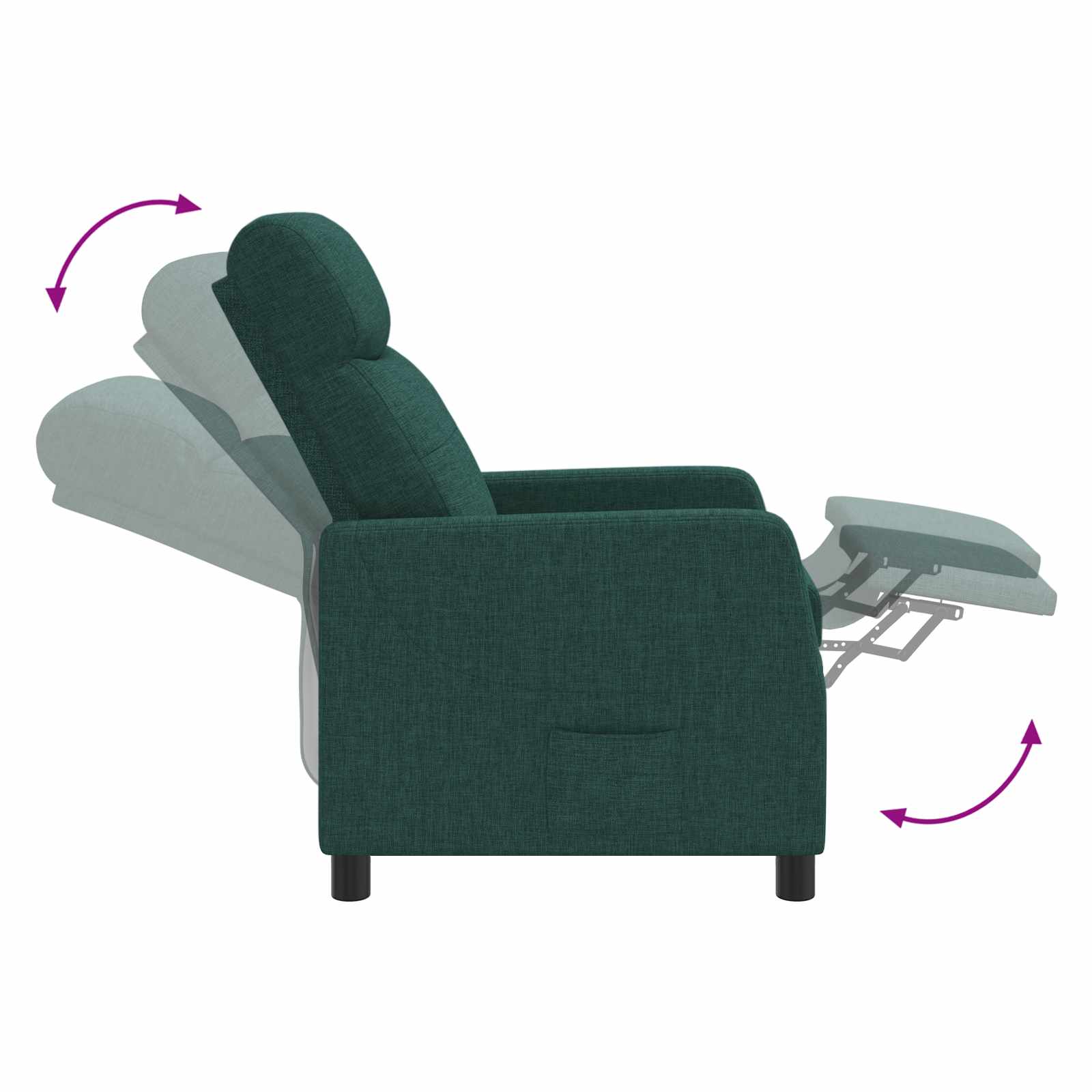 vidaXL Fotel recliner Ciemnozielony tkanina
