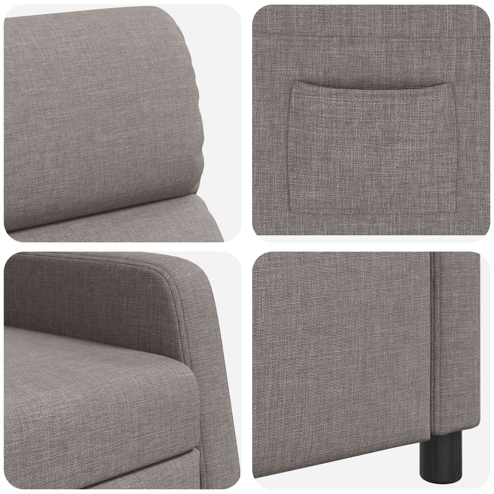 vidaXL Fotel recliner Ciemnoszary tkanina