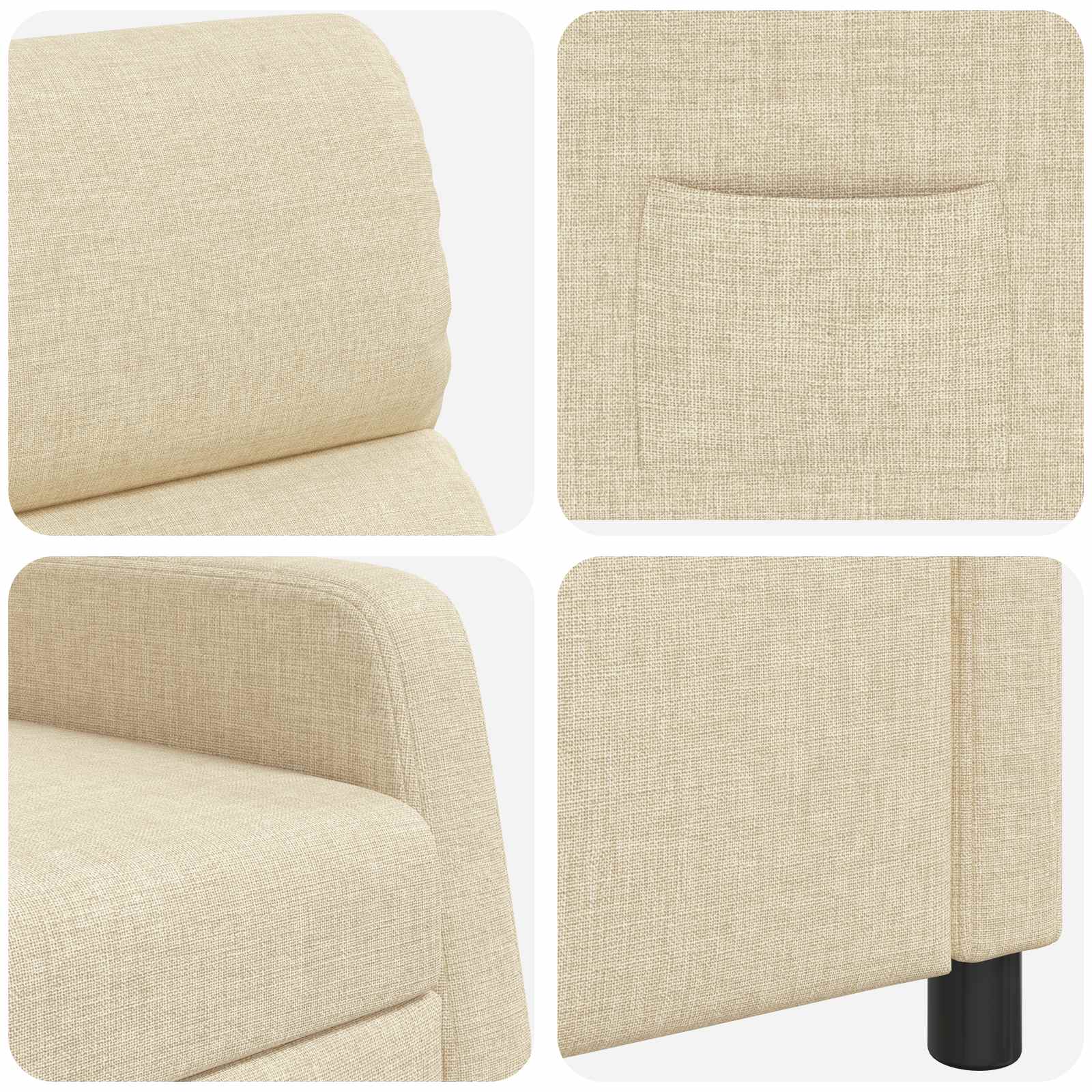 vidaXL Fotel recliner kremowy tkanina
