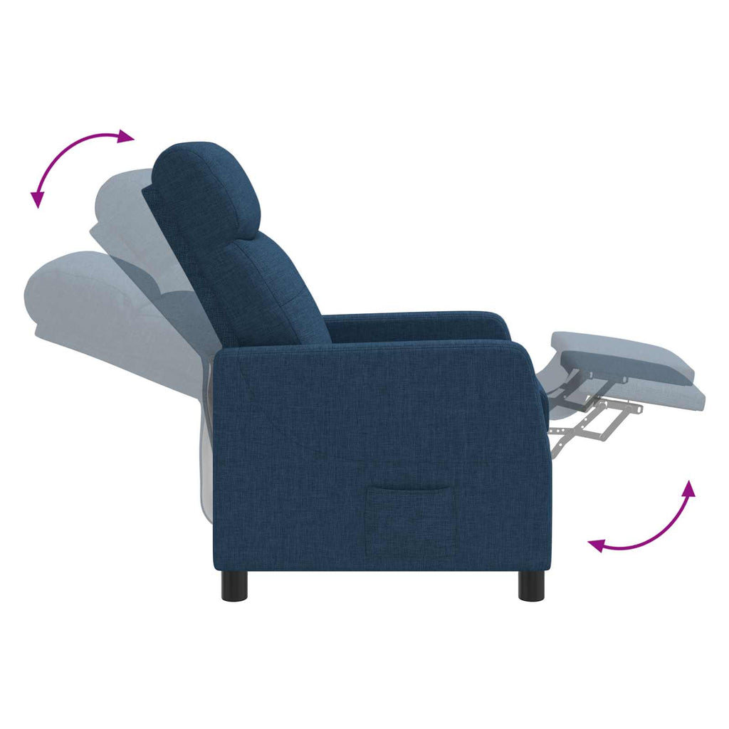 vidaXL Fotel recliner niebieski tkanina