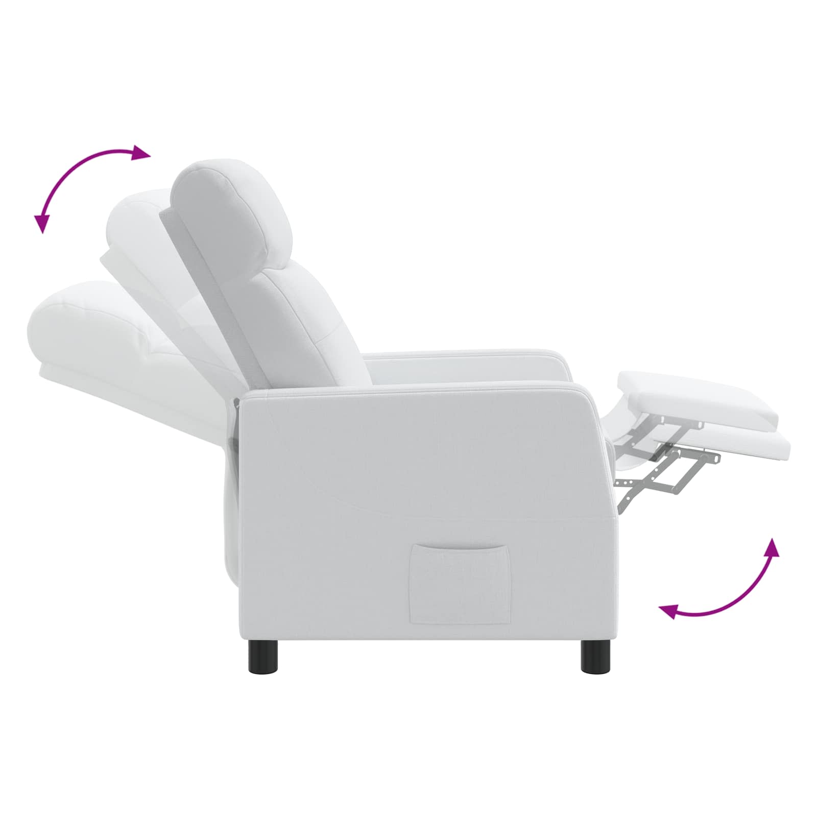 vidaXL Fotel recliner Biały tkanina