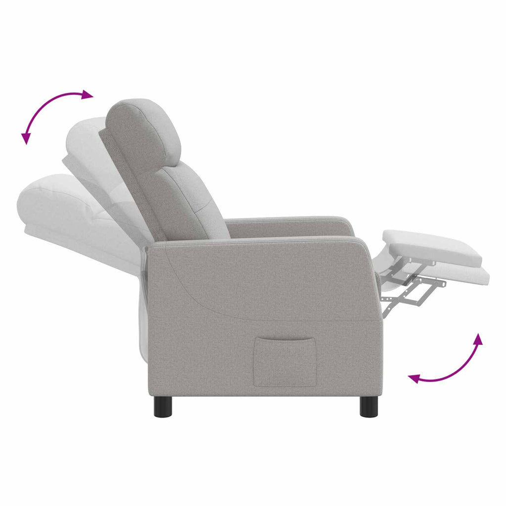 vidaXL Fotel recliner Szary chmur tkanina