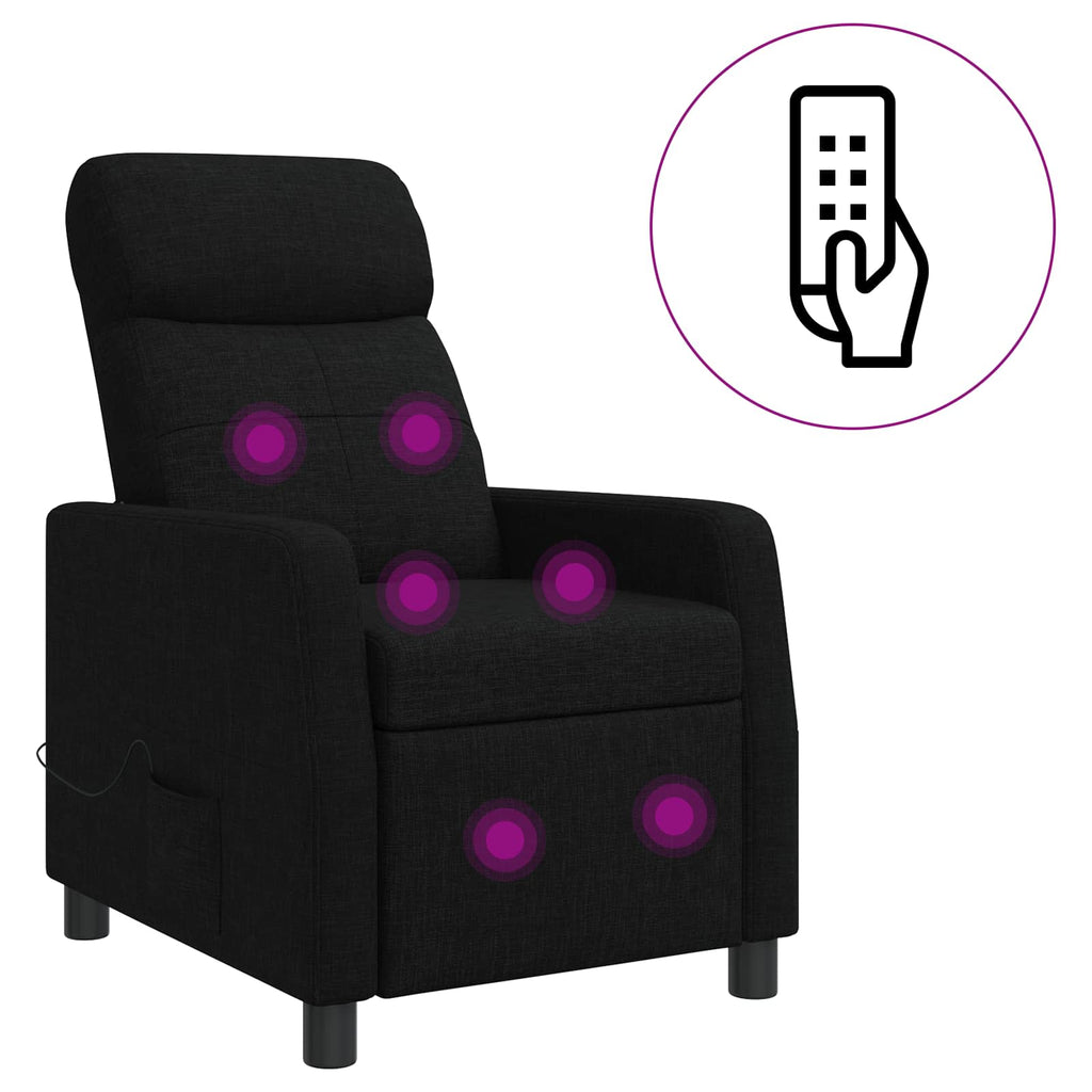 vidaXL Fotel masujący Czarny tkanina