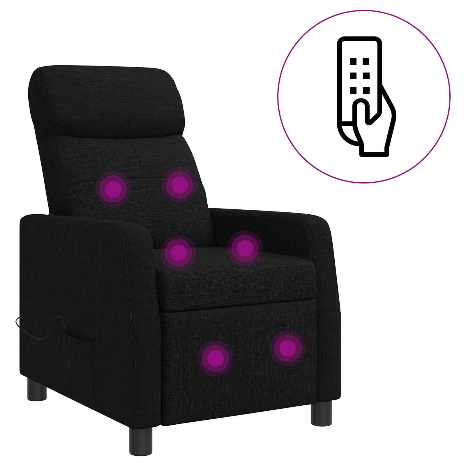 vidaXL Fotel masujący Czarny tkanina