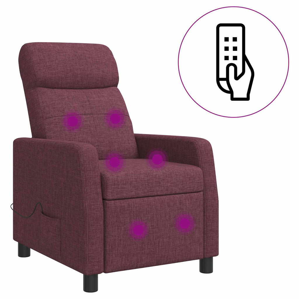 vidaXL Fotel masujący Fioletowy tkanina