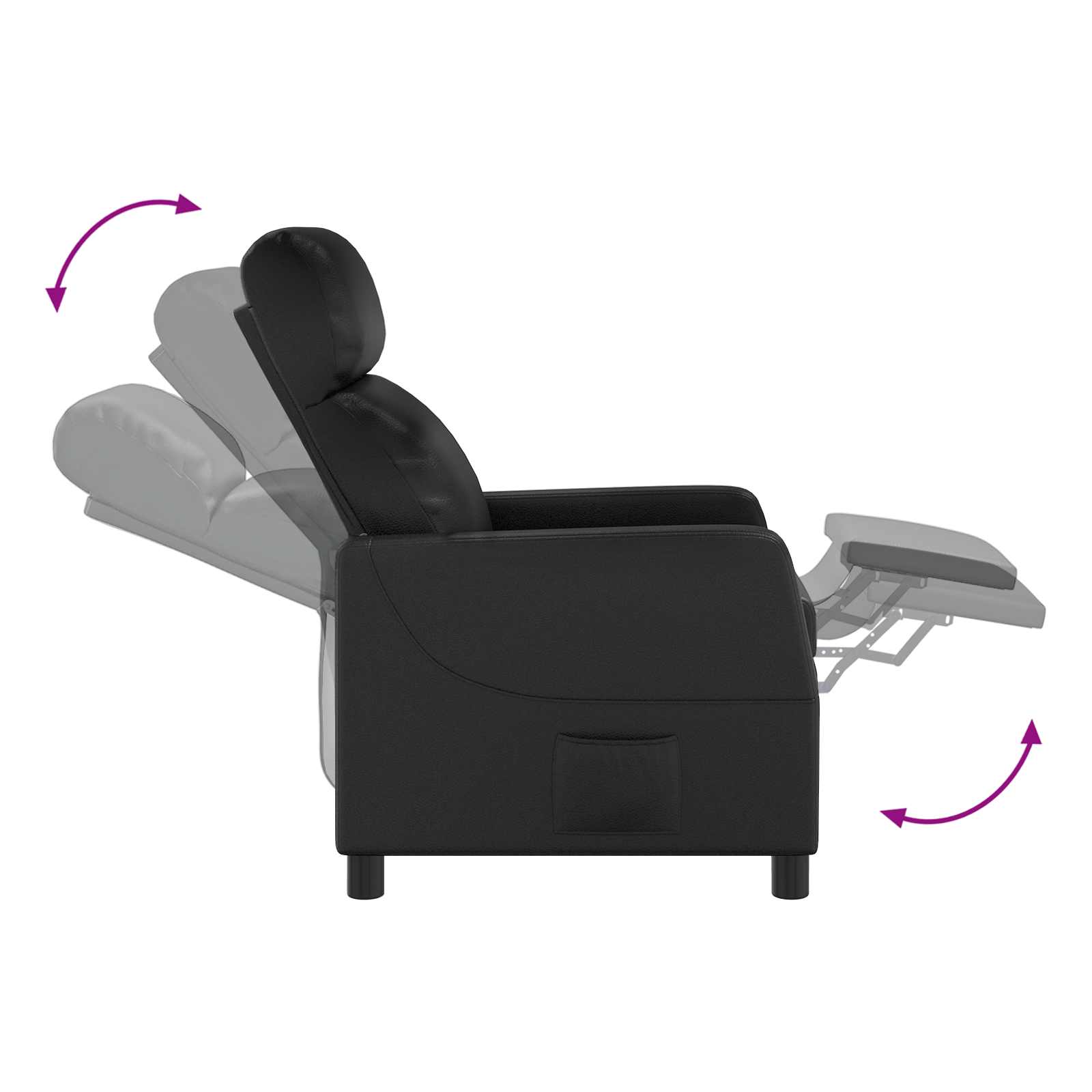 vidaXL Fotel recliner Czarny Ekoskóra
