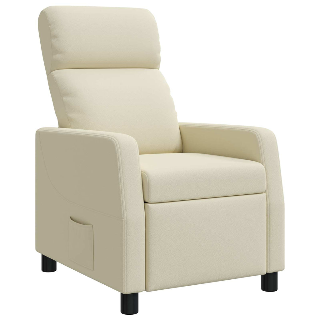 vidaXL Fotel recliner kremowy Ekoskóra