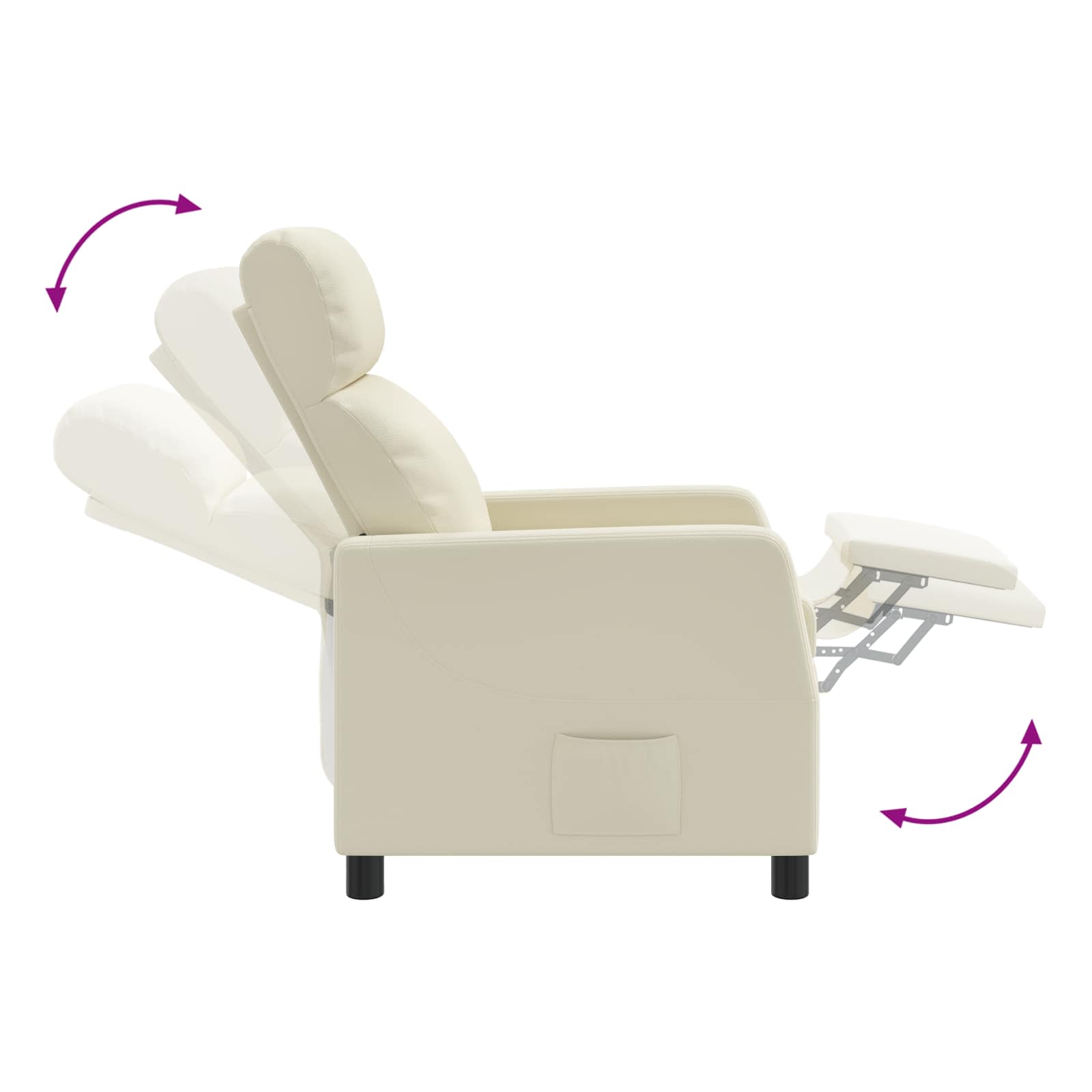 vidaXL Fotel recliner kremowy Ekoskóra