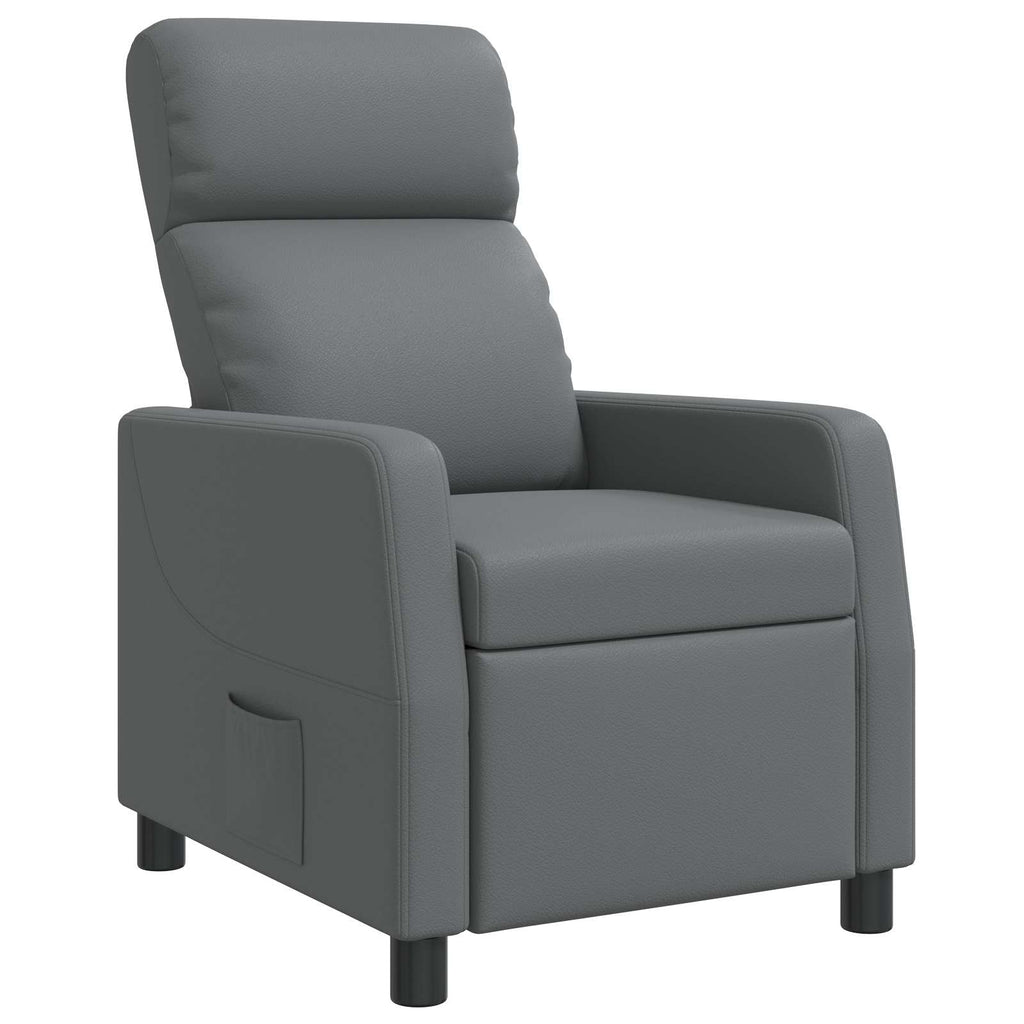 vidaXL Fotel recliner Szary Ekoskóra