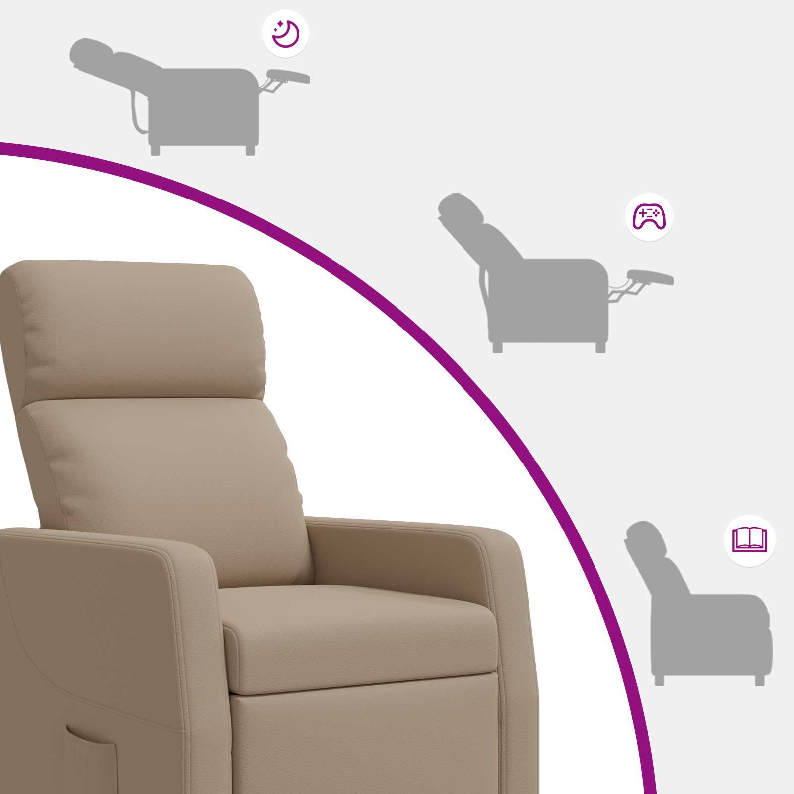 vidaXL Fotel recliner Cappuccino Ekoskóra