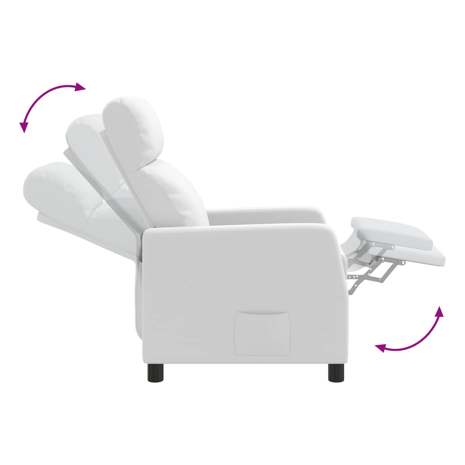 vidaXL Fotel recliner Biały Ekoskóra
