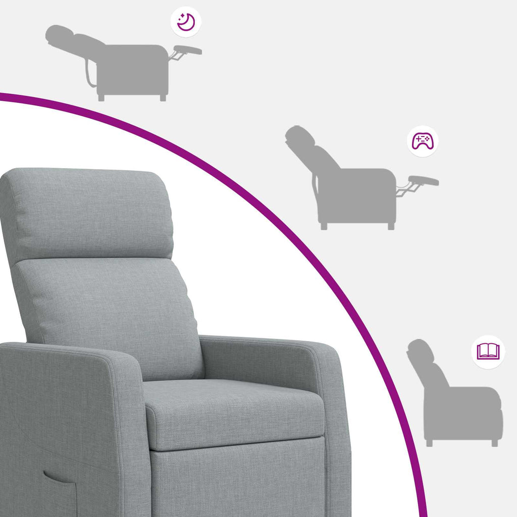 vidaXL Fotel recliner jasnoszary tkanina