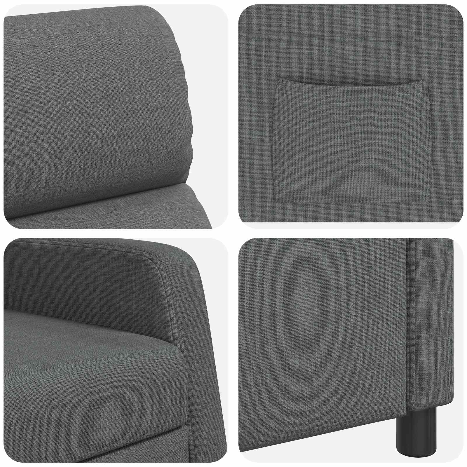 vidaXL Fotel recliner ciemnoszary tkanina