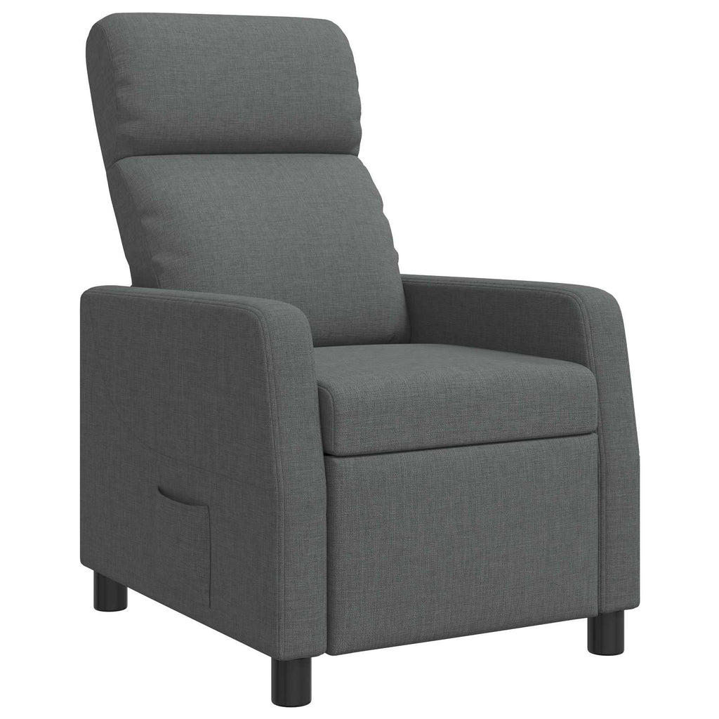 vidaXL Fotel recliner ciemnoszary tkanina