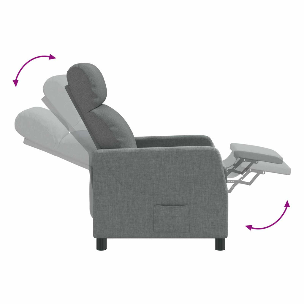 vidaXL Fotel recliner ciemnoszary tkanina