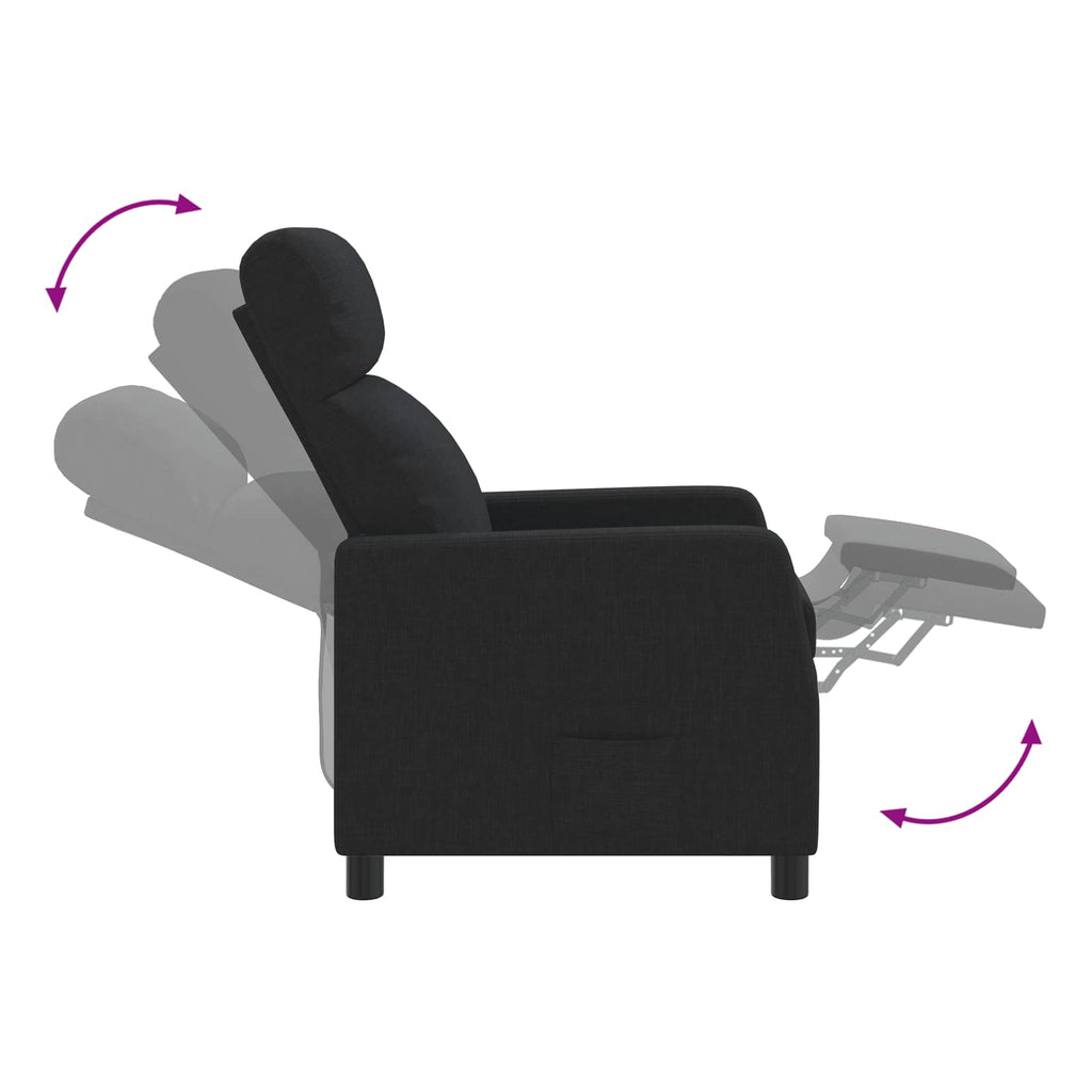 vidaXL Fotel recliner Czarny tkanina