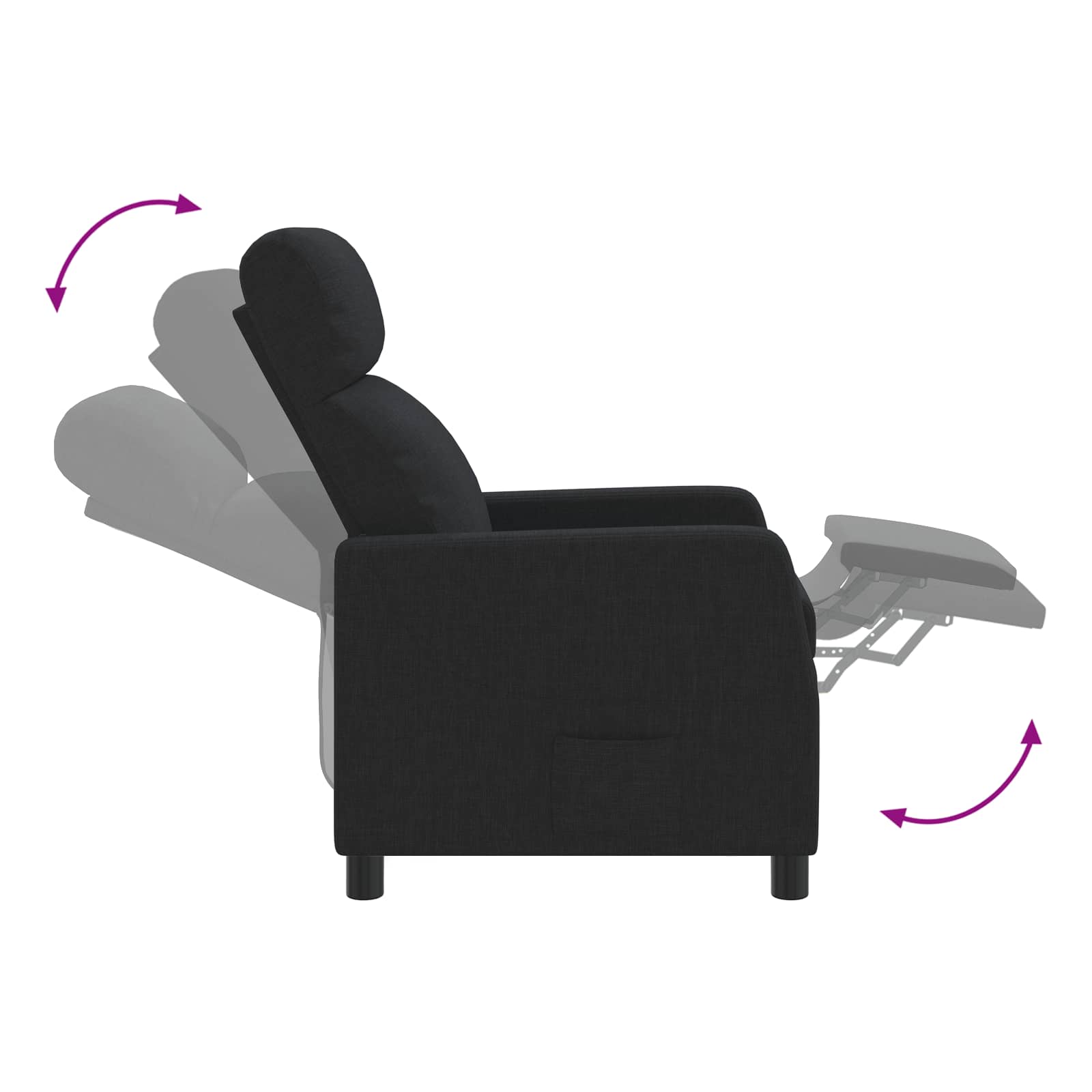 vidaXL Fotel recliner Czarny tkanina