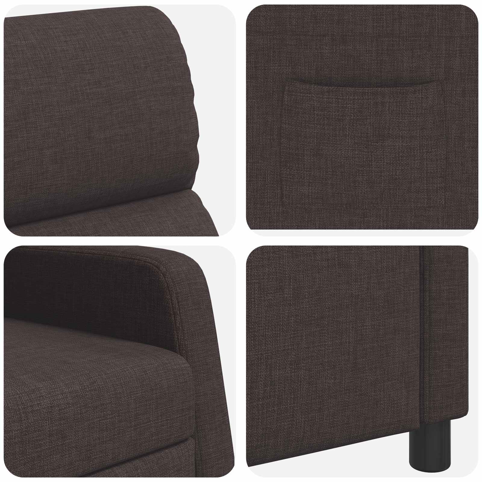 vidaXL Fotel recliner Ciemny brąz tkanina