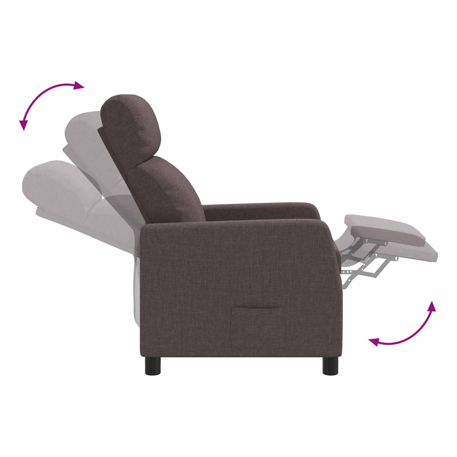 vidaXL Fotel recliner Ciemny brąz tkanina
