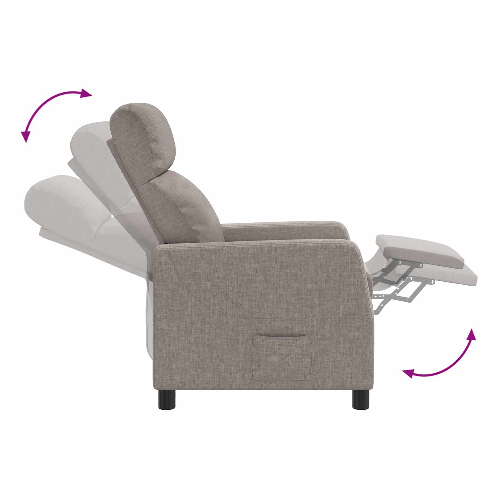 vidaXL Fotel recliner Ciemnoszary tkanina