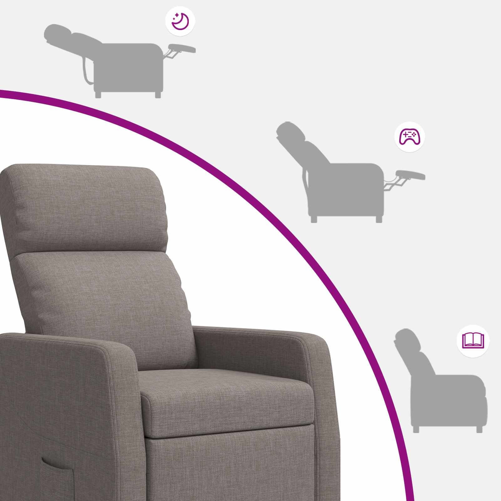 vidaXL Fotel recliner Ciemnoszary tkanina
