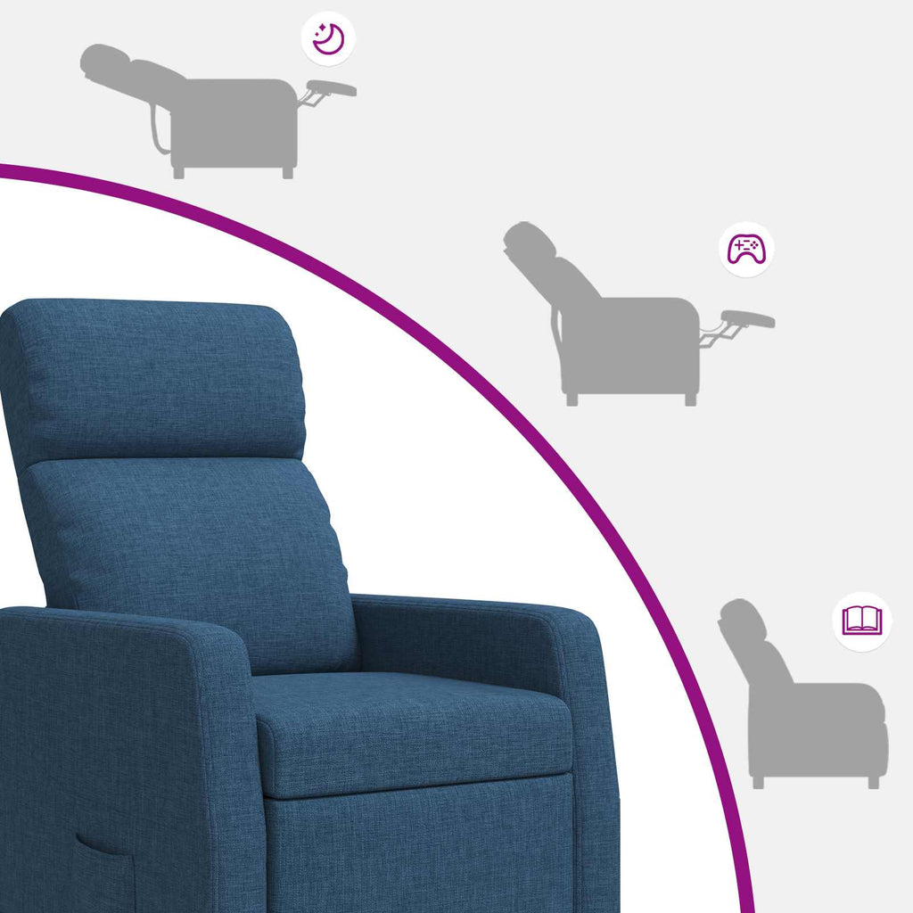 vidaXL Fotel recliner niebieski tkanina