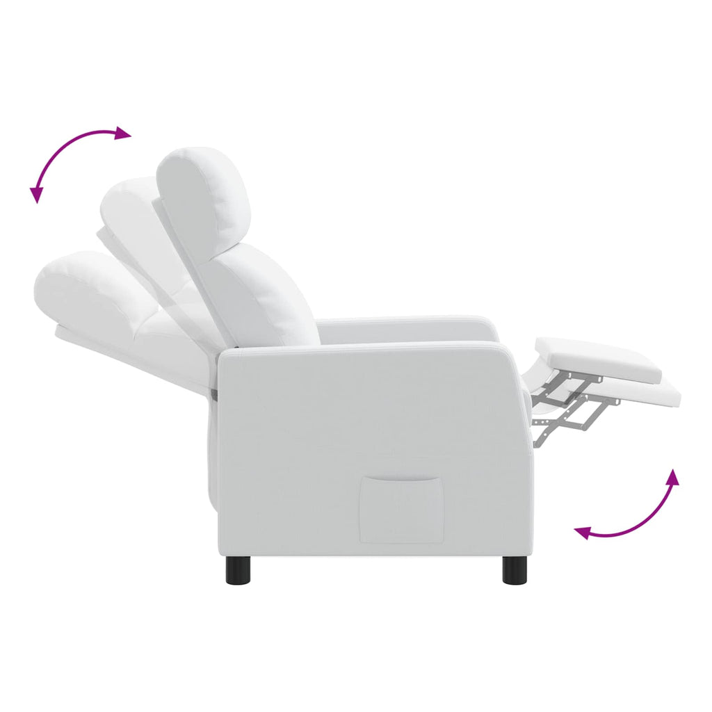 vidaXL Fotel recliner Biały tkanina