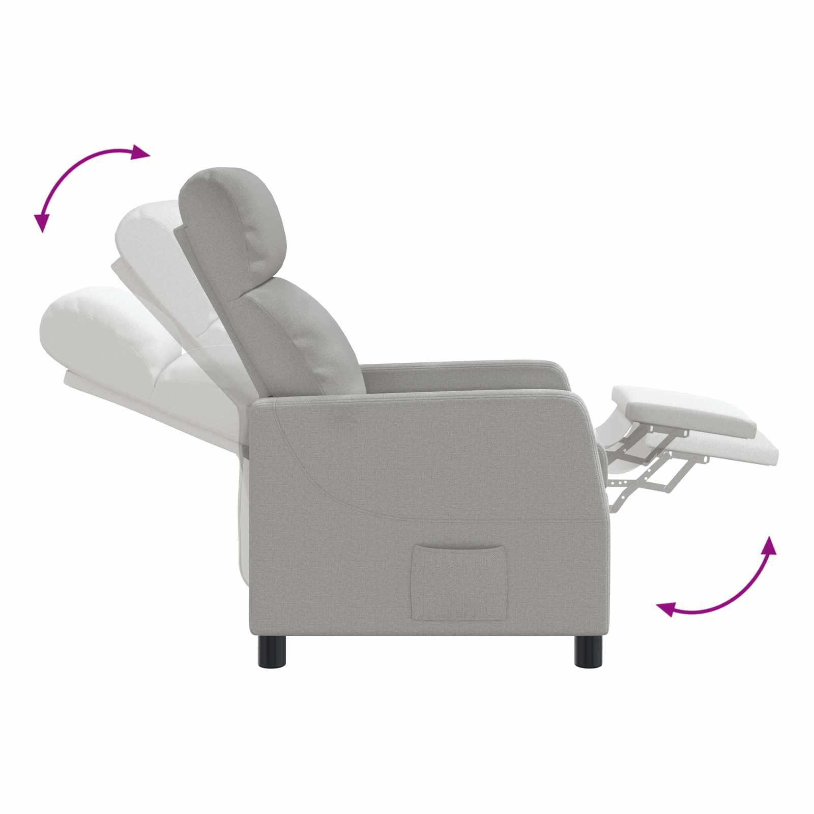 vidaXL Fotel recliner Szary chmur tkanina