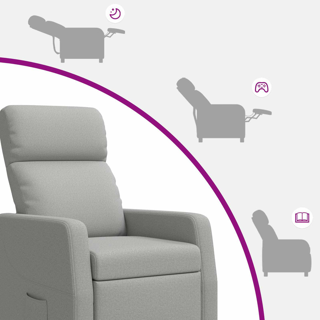 vidaXL Fotel recliner Szary chmur tkanina