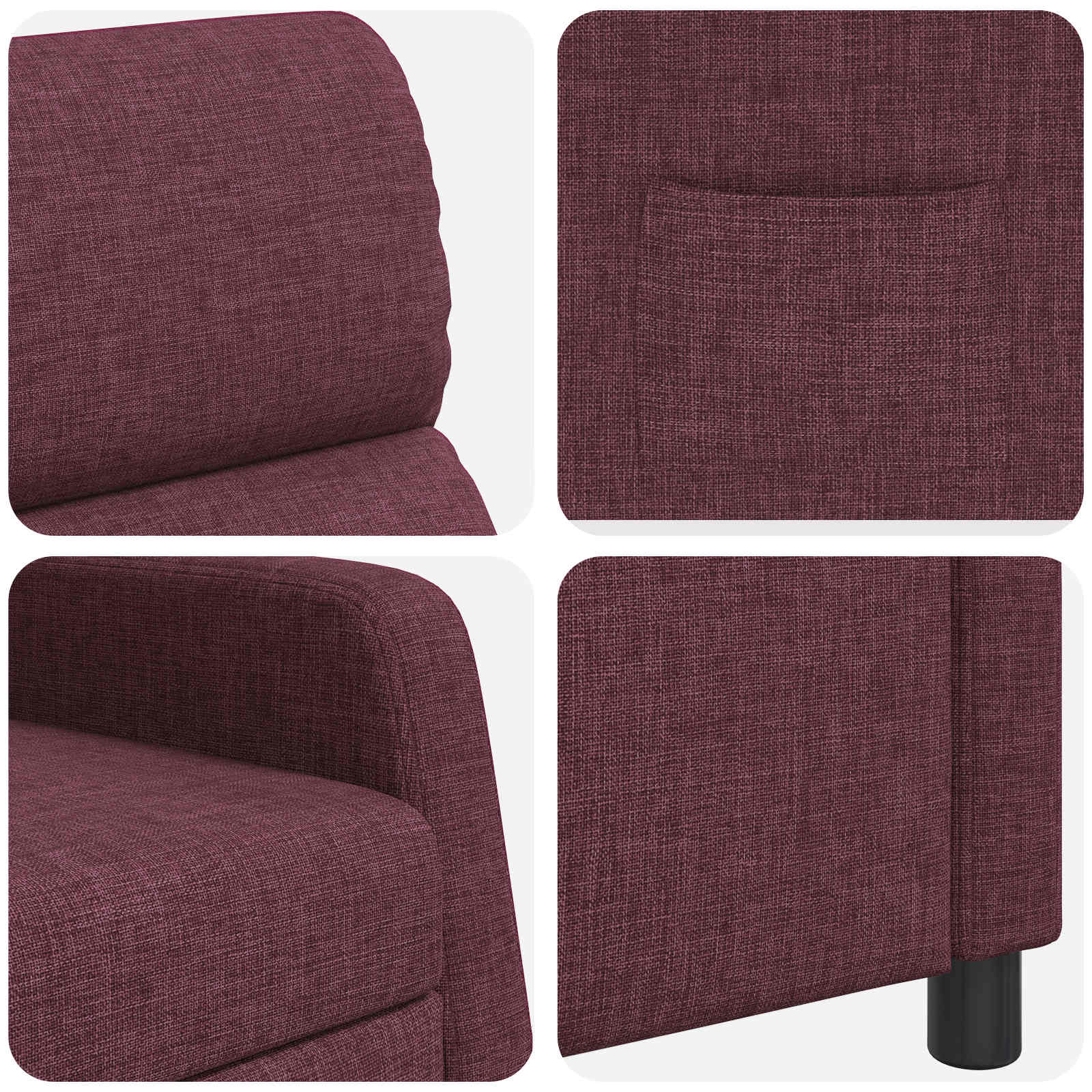 vidaXL Fotel recliner Fioletowy tkanina