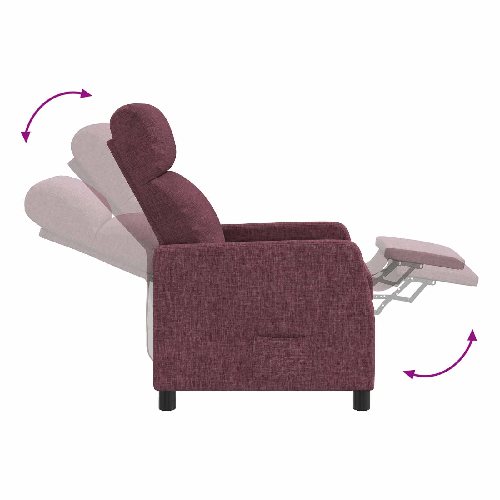 vidaXL Fotel recliner Fioletowy tkanina
