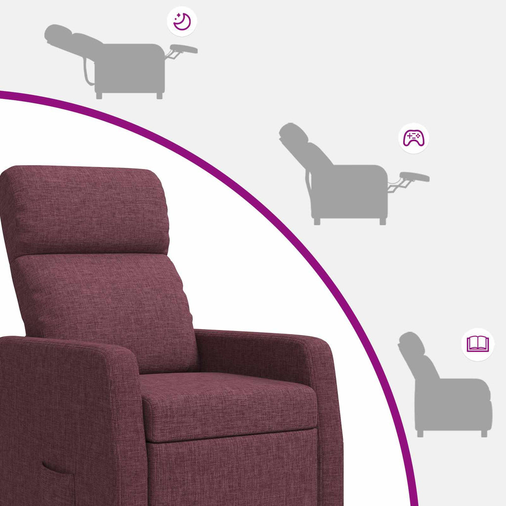 vidaXL Fotel recliner Fioletowy tkanina
