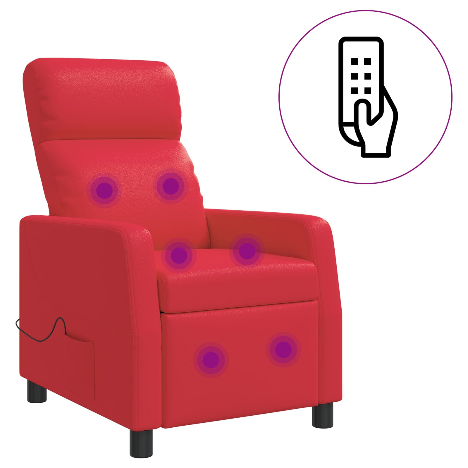 vidaXL Fotel masujący czerwony Ekoskóra