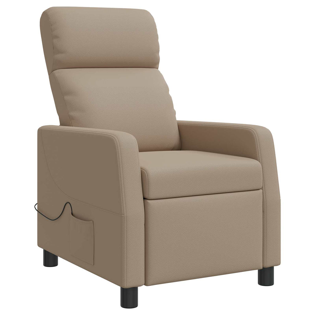 vidaXL Fotel masujący Cappuccino Ekoskóra