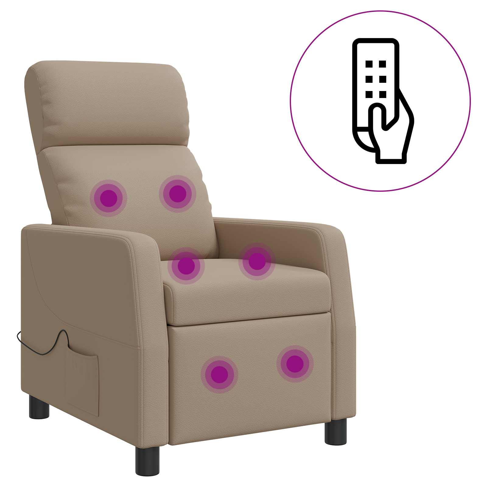 vidaXL Fotel masujący Cappuccino Ekoskóra
