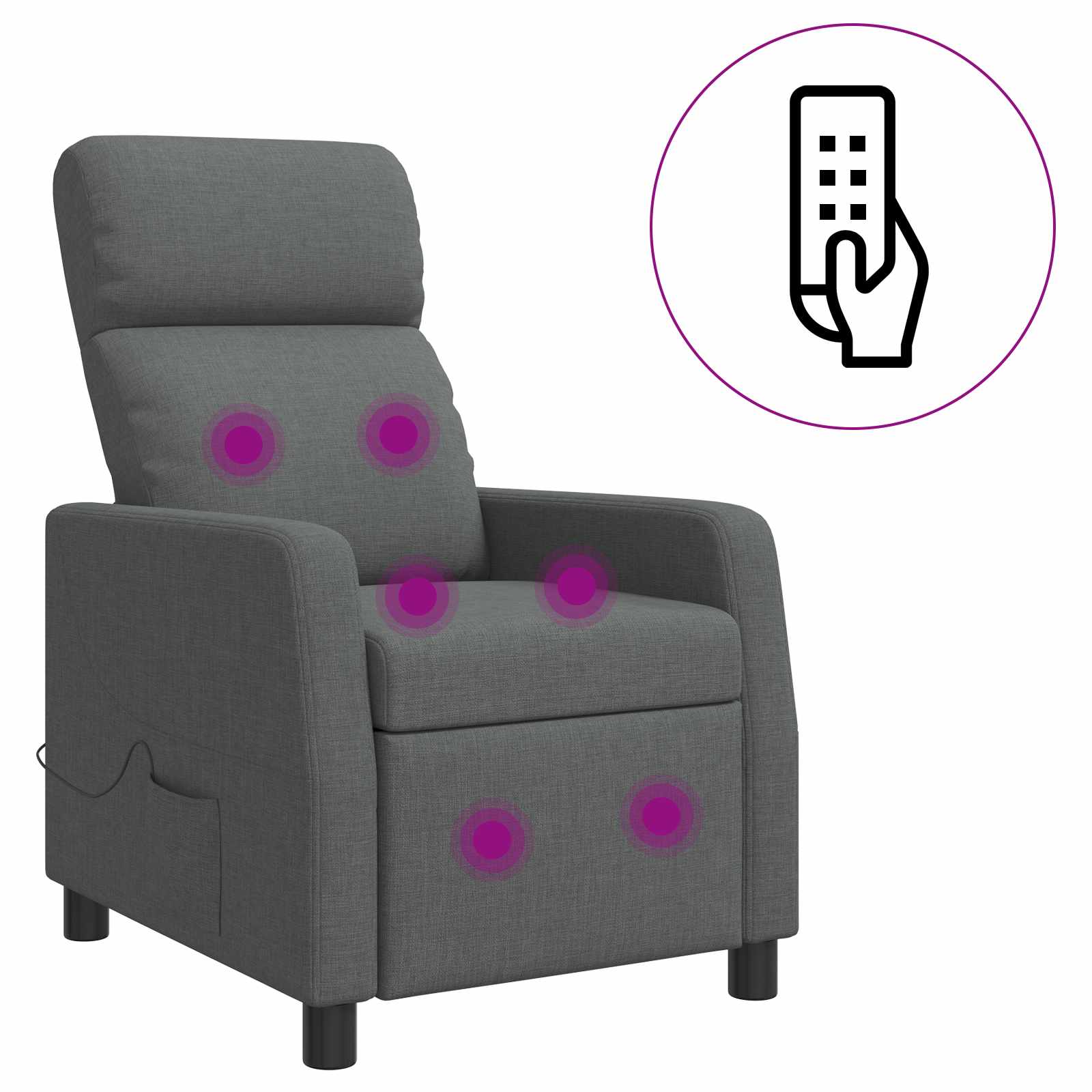 vidaXL Fotel masujący ciemnoszary tkanina