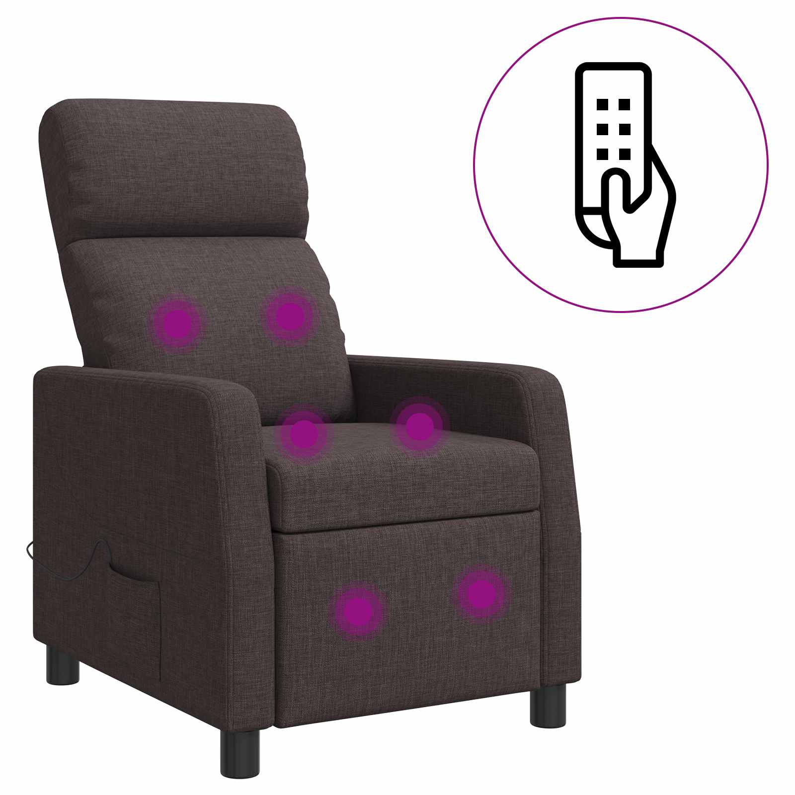 vidaXL Fotel masujący Ciemny brąz tkanina