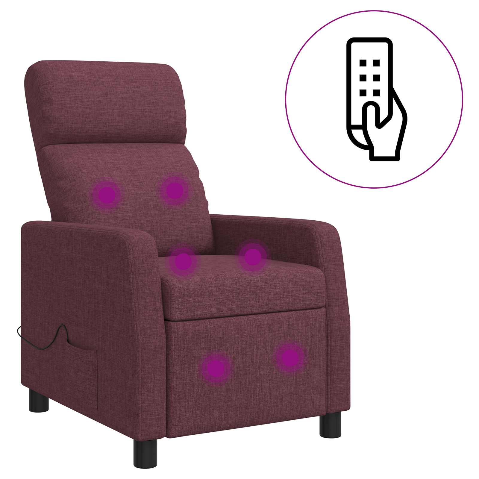vidaXL Fotel masujący Fioletowy tkanina