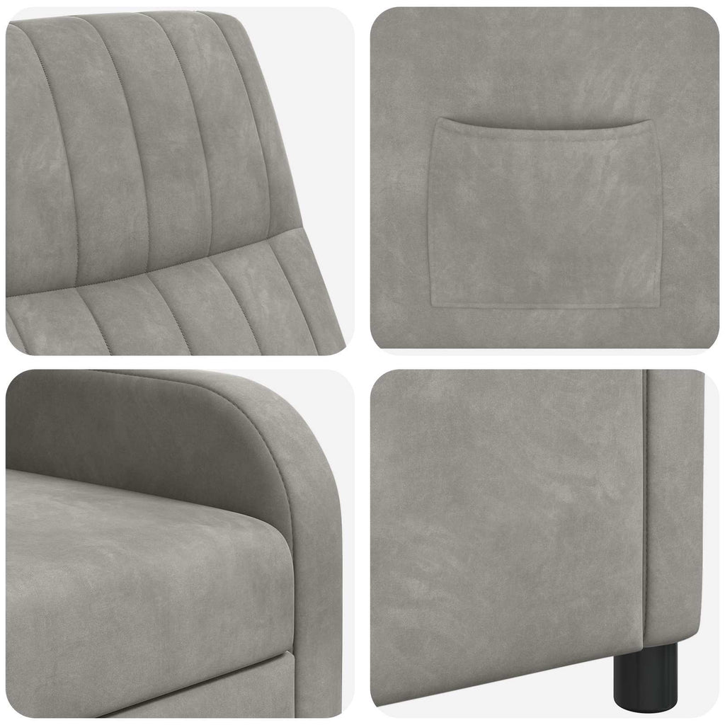 vidaXL Fotel recliner jasnoszary Welur