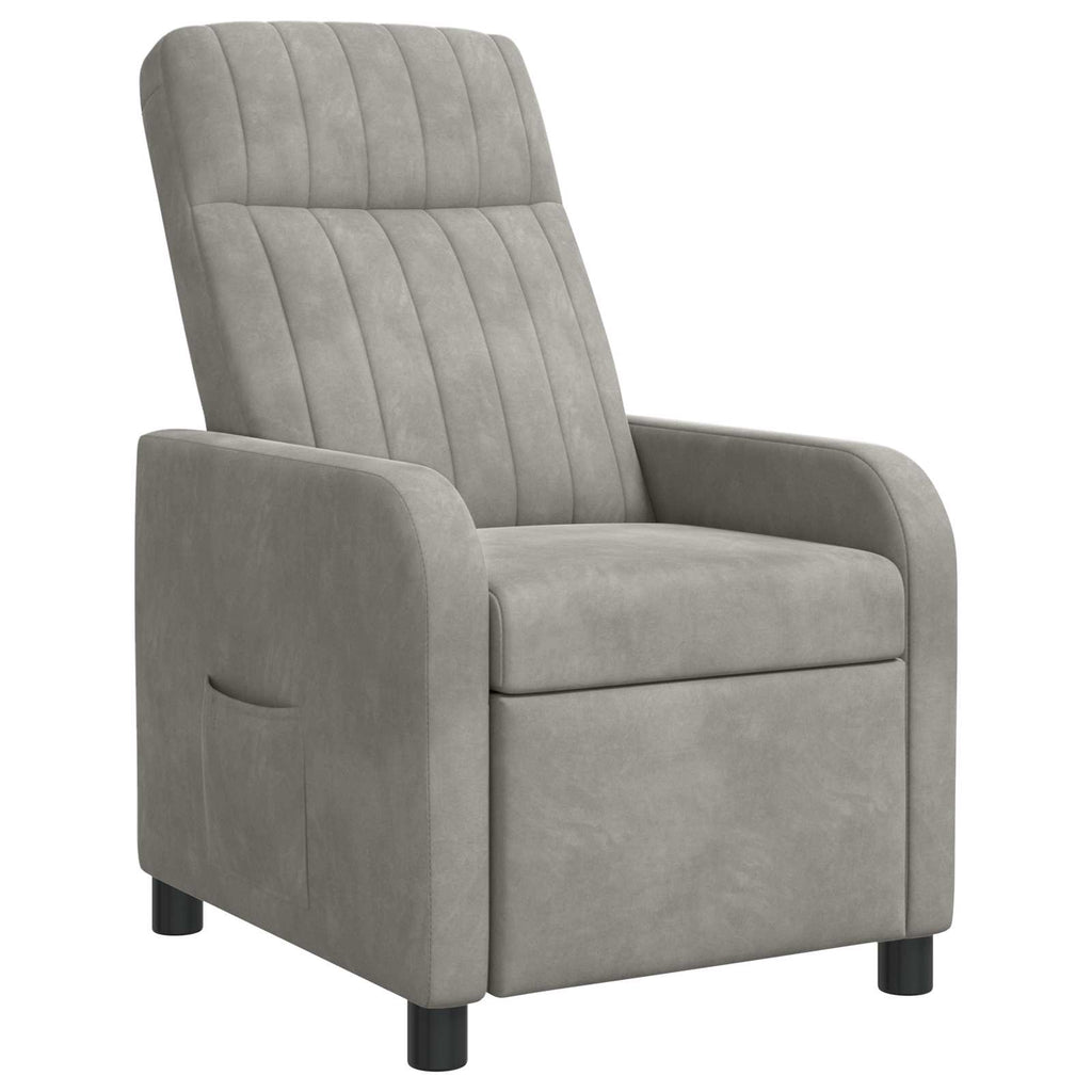 vidaXL Fotel recliner jasnoszary Welur