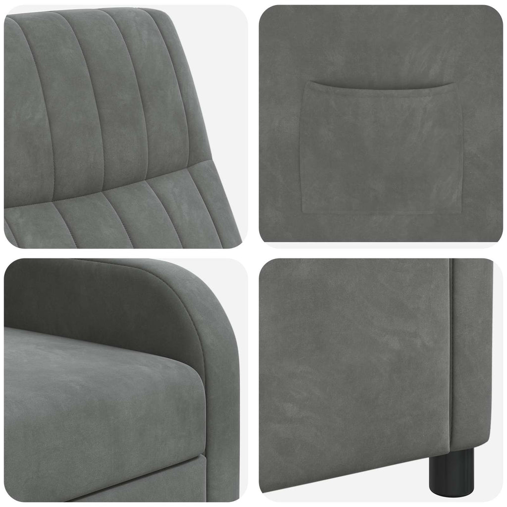 vidaXL Fotel recliner ciemnoszary Welur