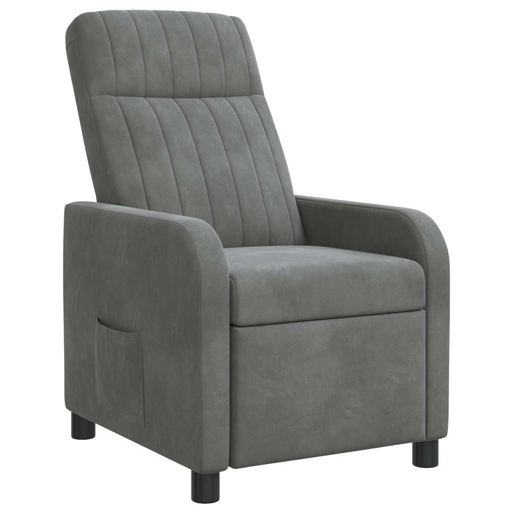 vidaXL Fotel recliner ciemnoszary Welur